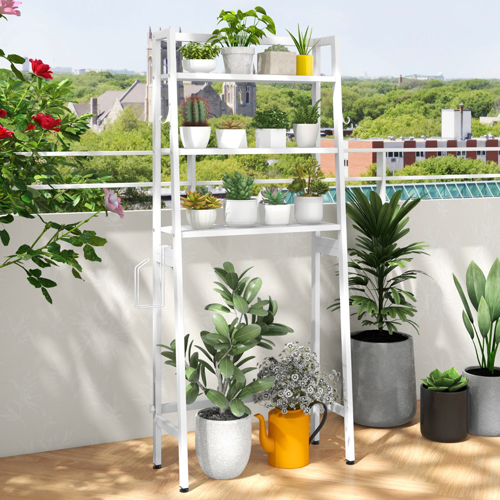 Costway White Over The Toilet Storage Shelf with Adjustable Bottom Bar Image 5