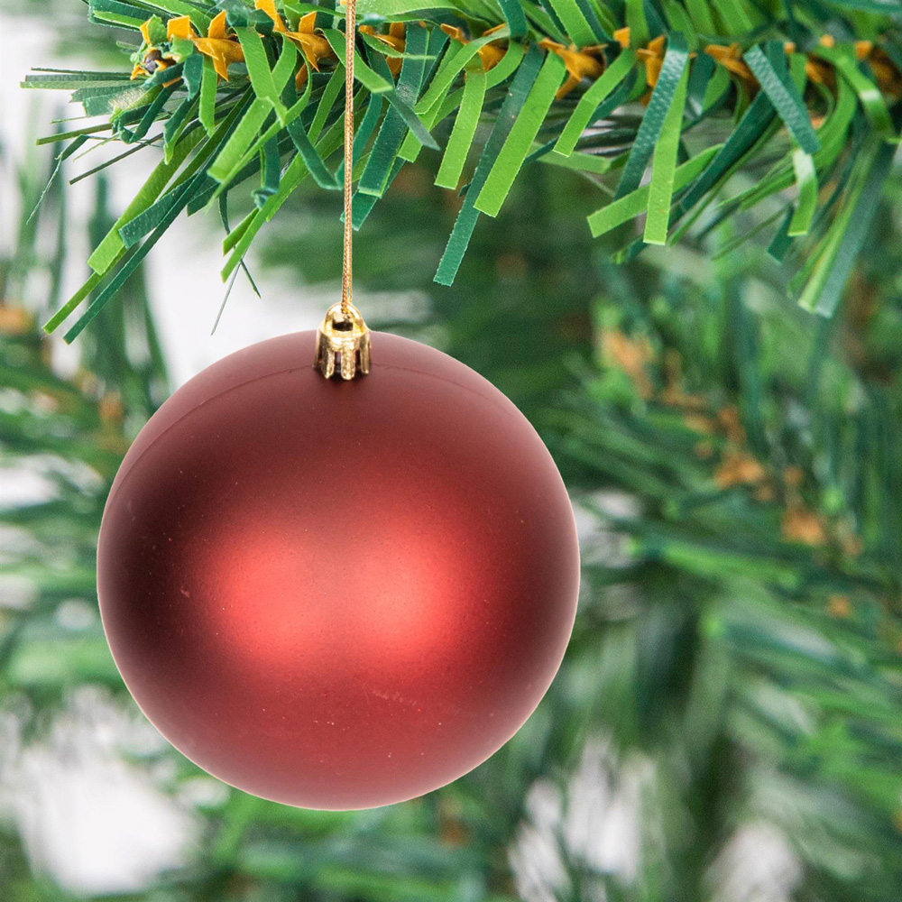 Shatchi 10cm Dark Red Luxury Bauble 3 Pack Image 2