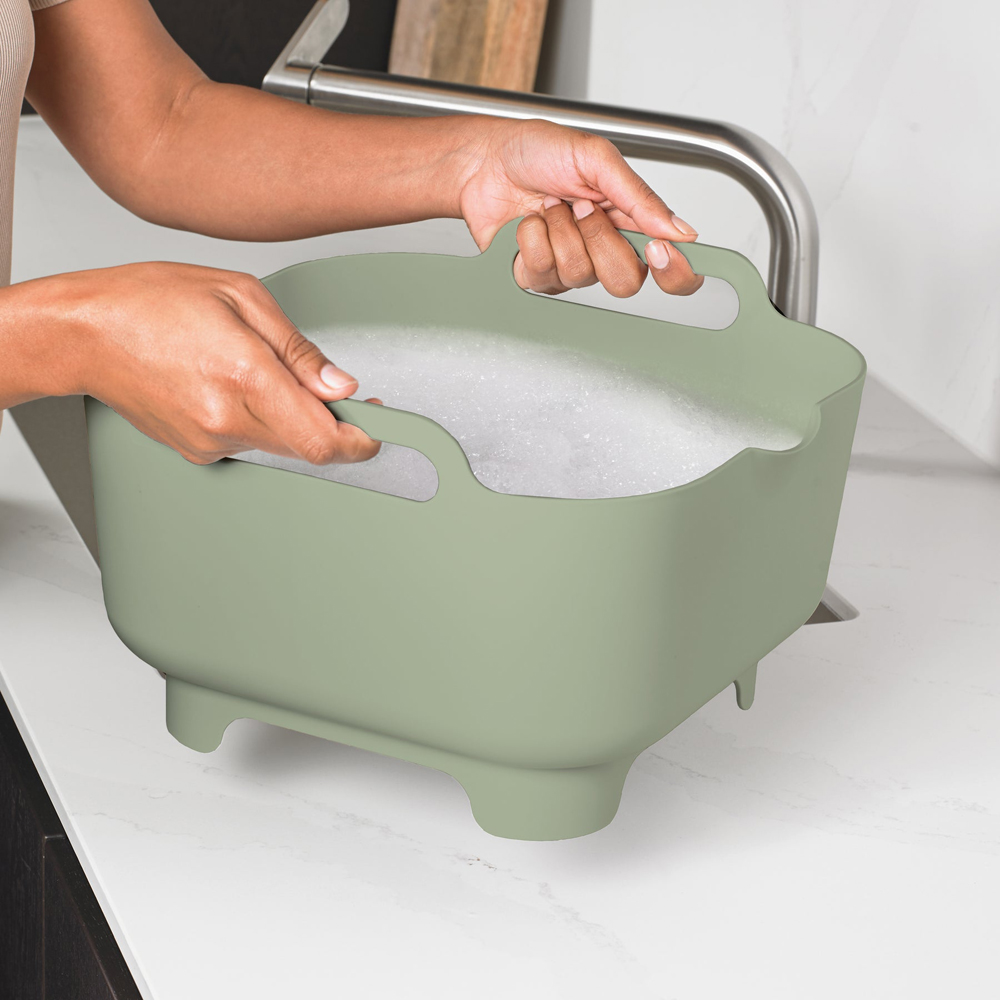 ReBorn Sage Green Deep Washing Up Bowl with Handles 9L Image 5