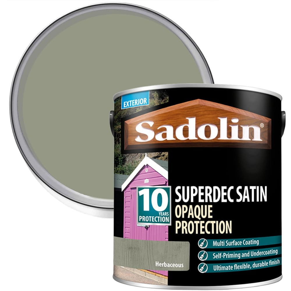 Sadolin Superdec 10 Year Herbaceous Satin Finish Exterior Woodstain 2.5L Image 1