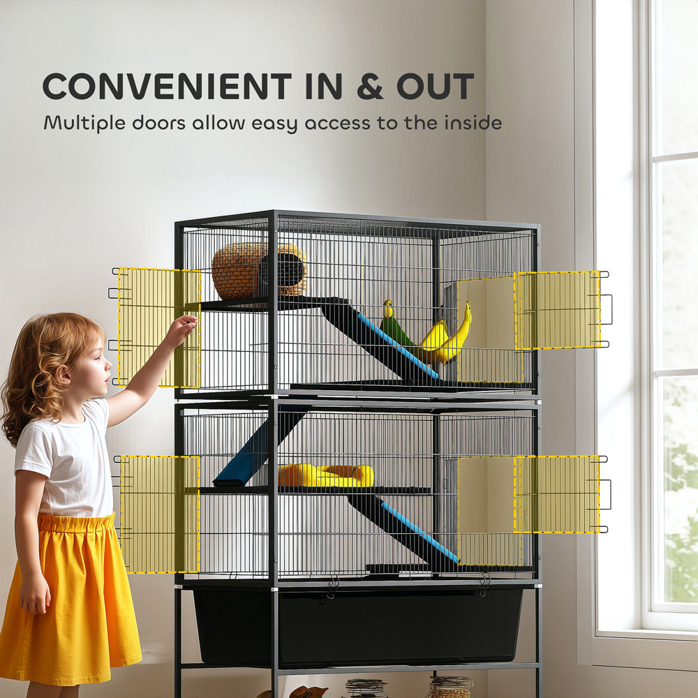 PawHut 5 Level Dark Grey Rolling Small Animal Cage Image 6