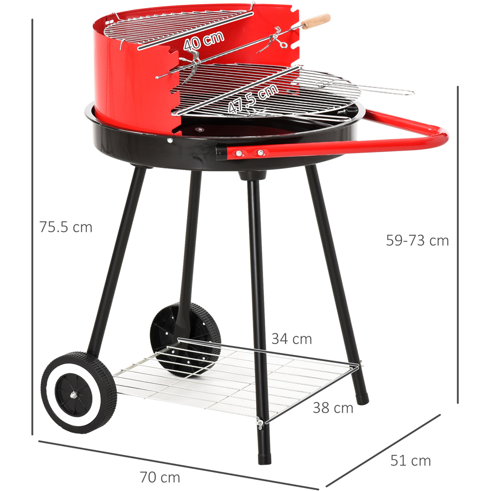 Outsunny 3 Layer Red Charcoal Barbecue Grill Image 7