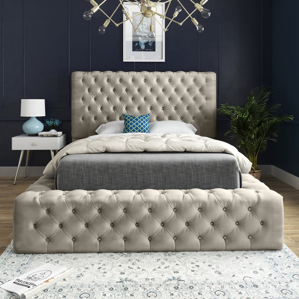 DS Living Cambridge Single Cream Soft Velvet Bed Frame Image 3