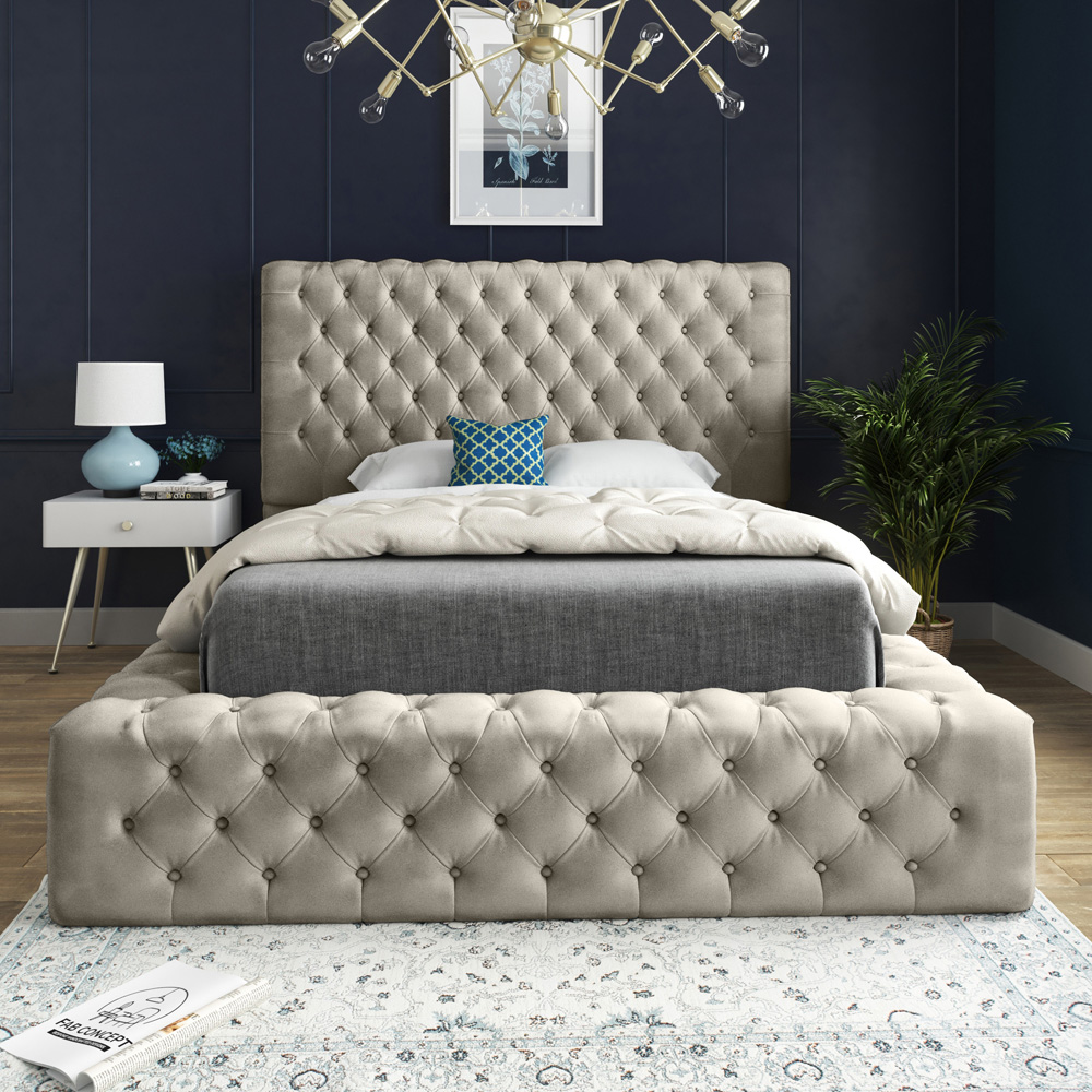 DS Living Cambridge Small Double Cream Soft Velvet Bed Frame Image 3