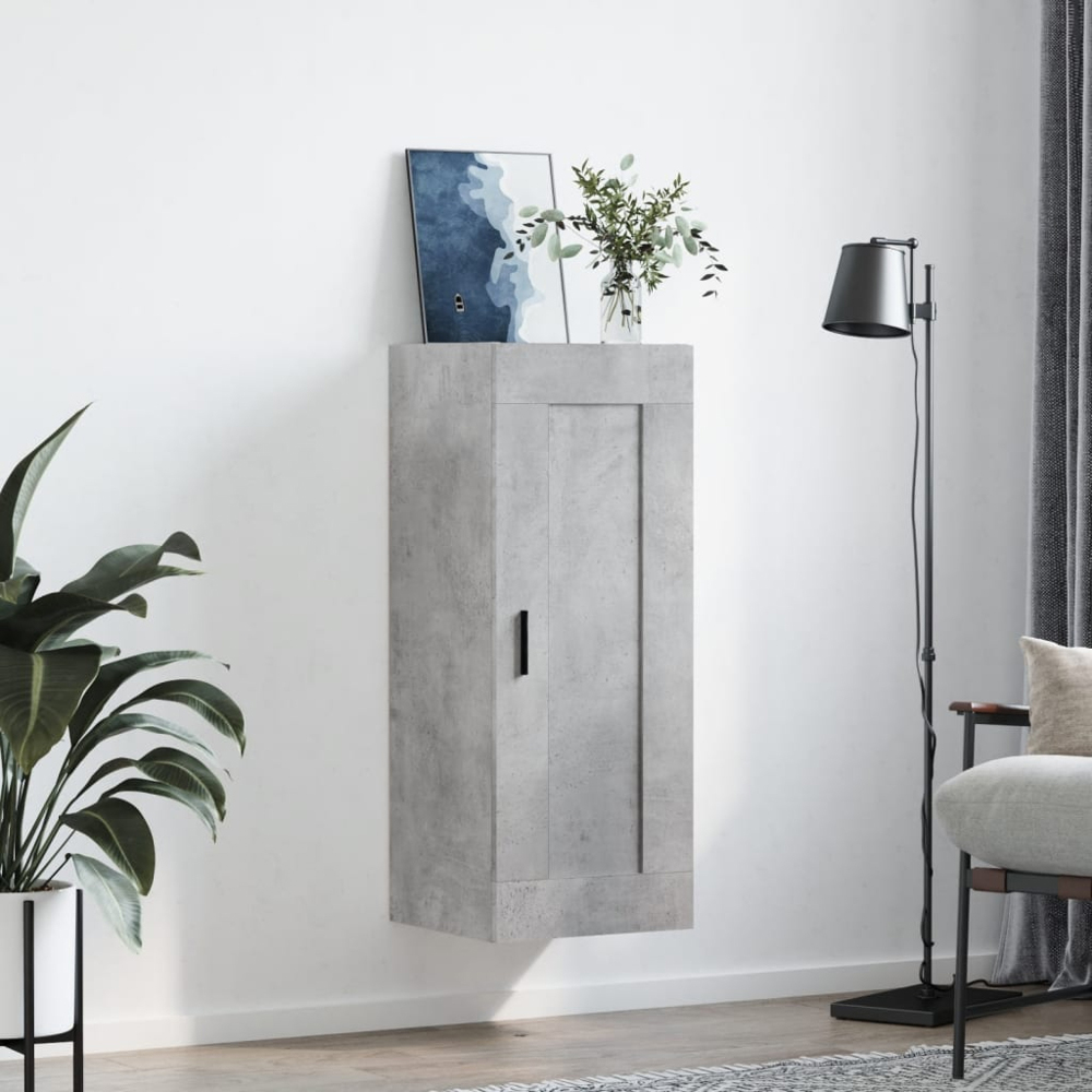 vidaXL Single Door Concrete Grey Wall Mounted Cabinet Image 9