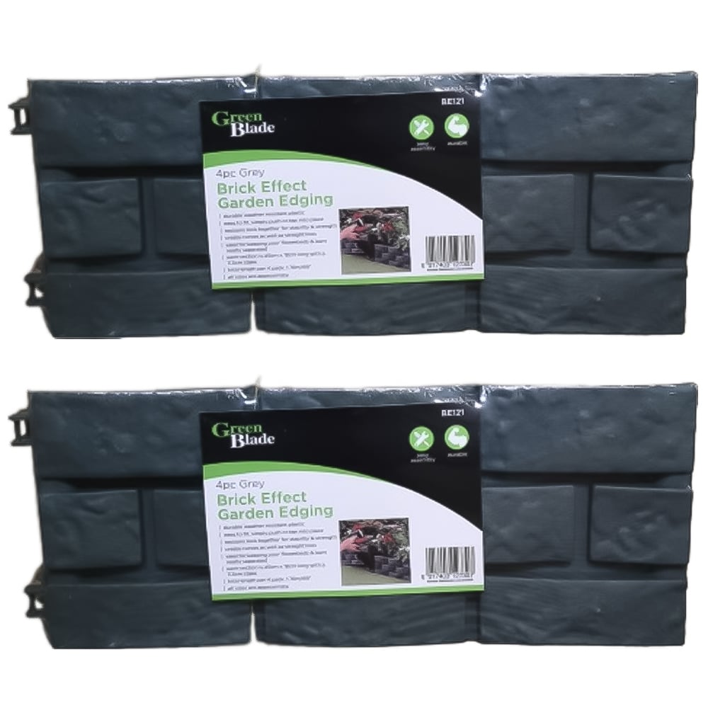 Samuel Alexander Grey Brick Effect 4 x 2 Pack Garden Edging Decorative Border Image 1