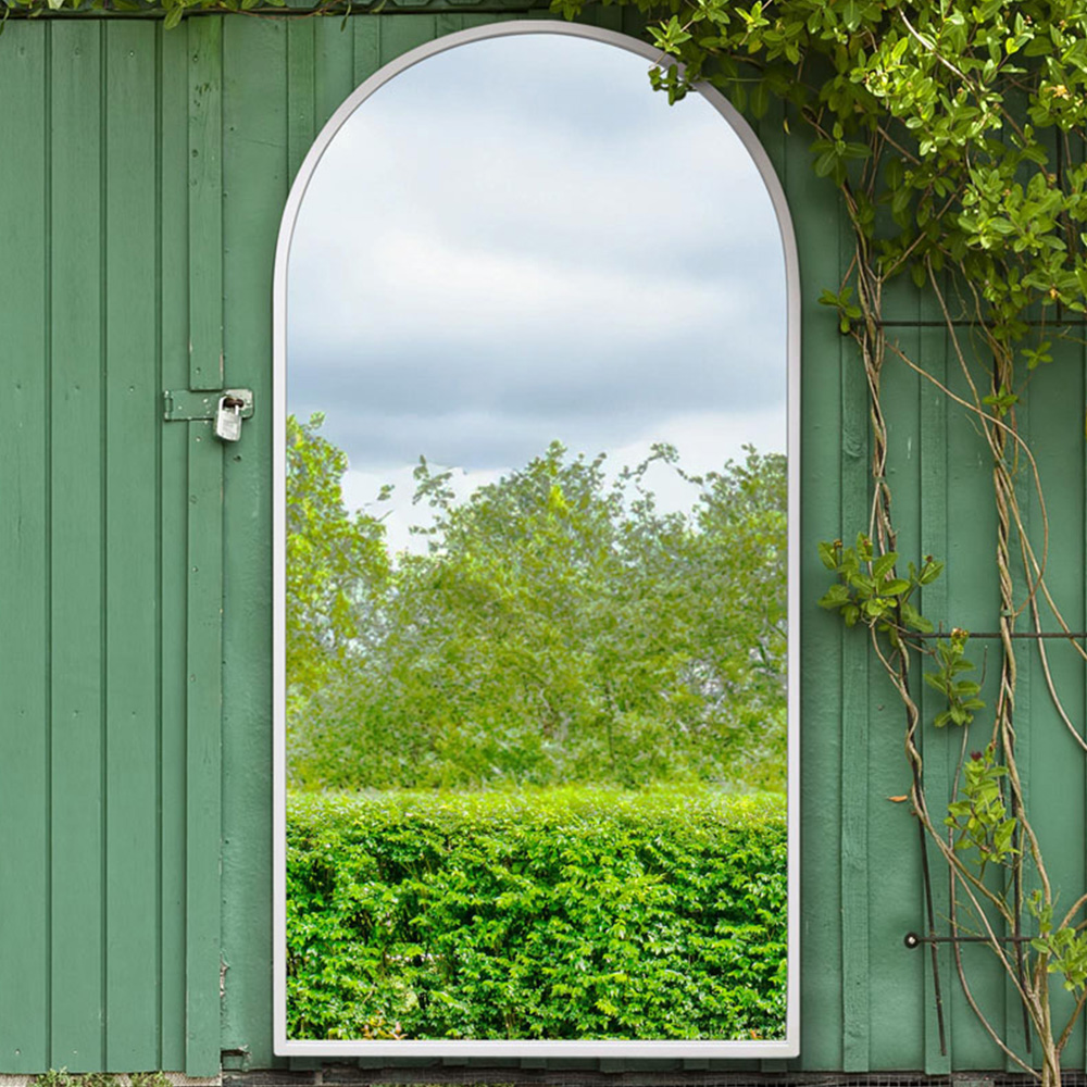 MirrorOutlet The Arcus White Arched Outdoor Garden Wall Mirror 180 x 90cm Image 2