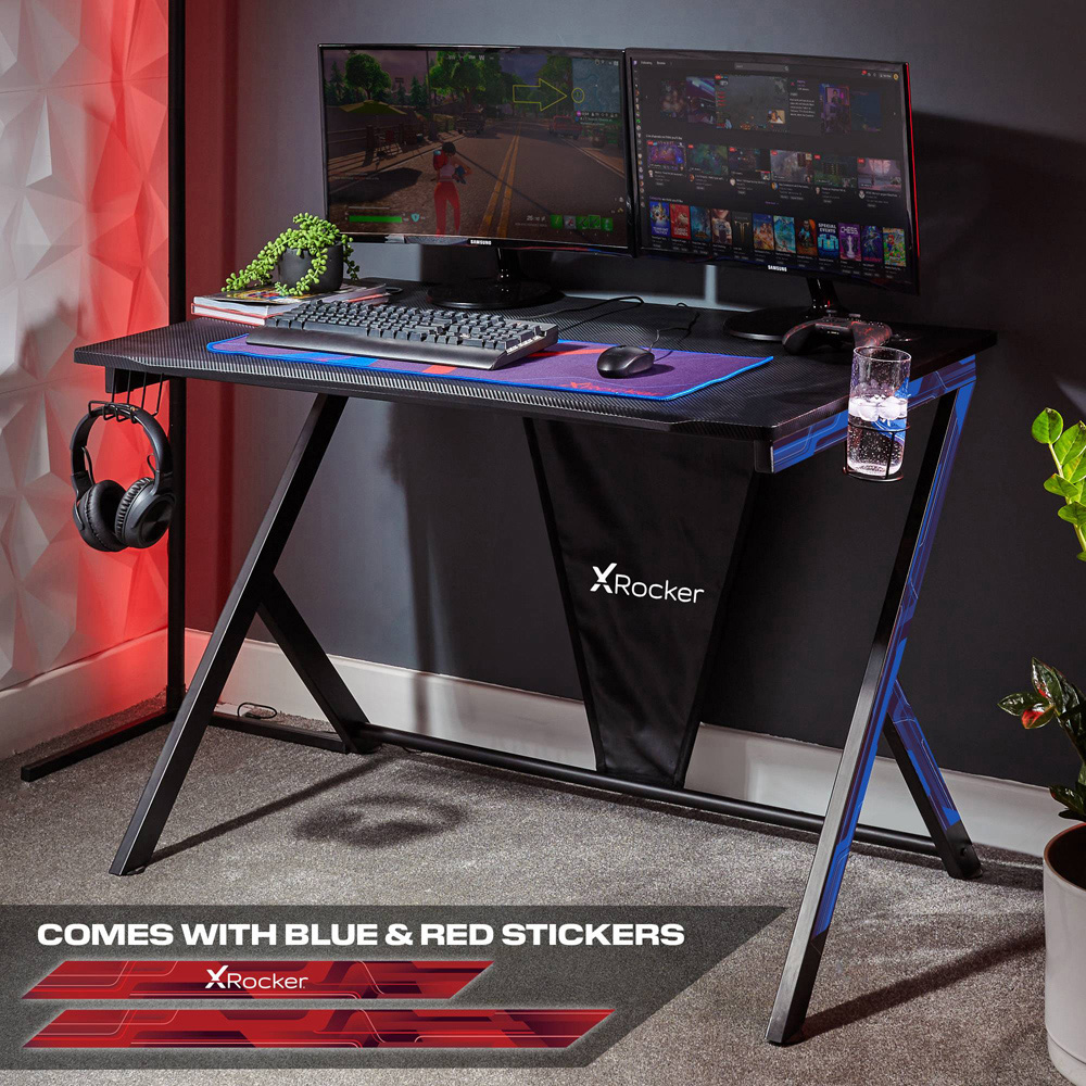 X Rocker Ocelot Black Gaming Desk with Mousepad Image 7