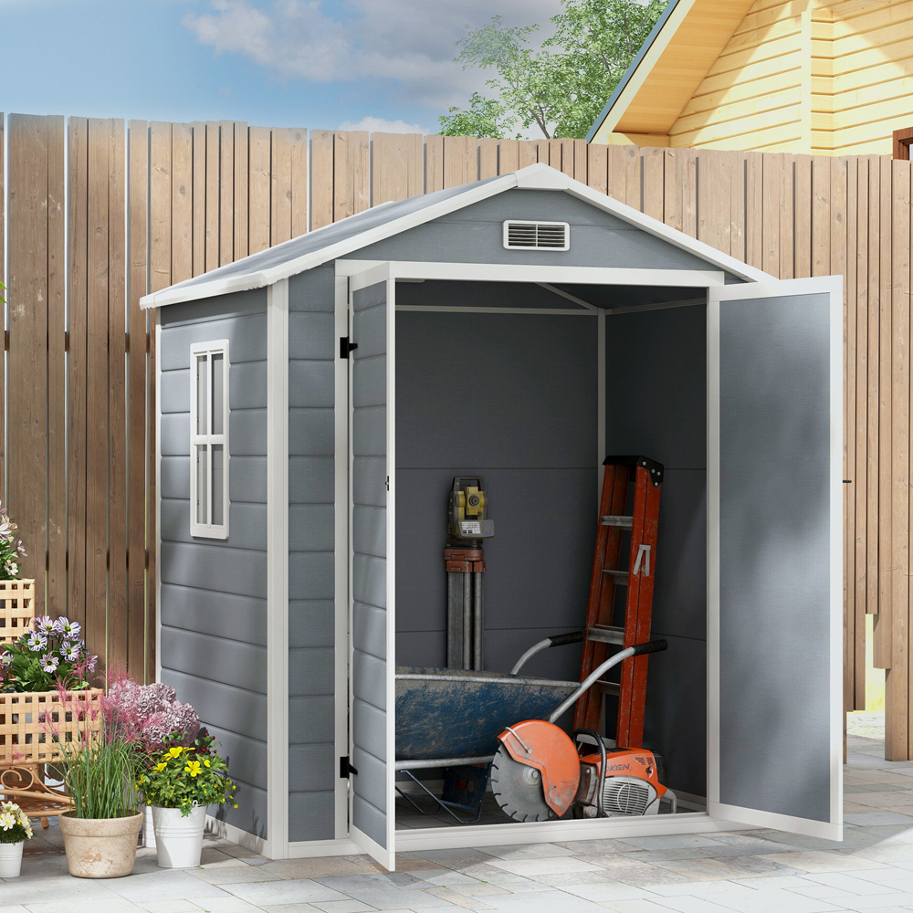 Outsunny 6 x 4.5ft Grey Storage Metal Shed Image 2