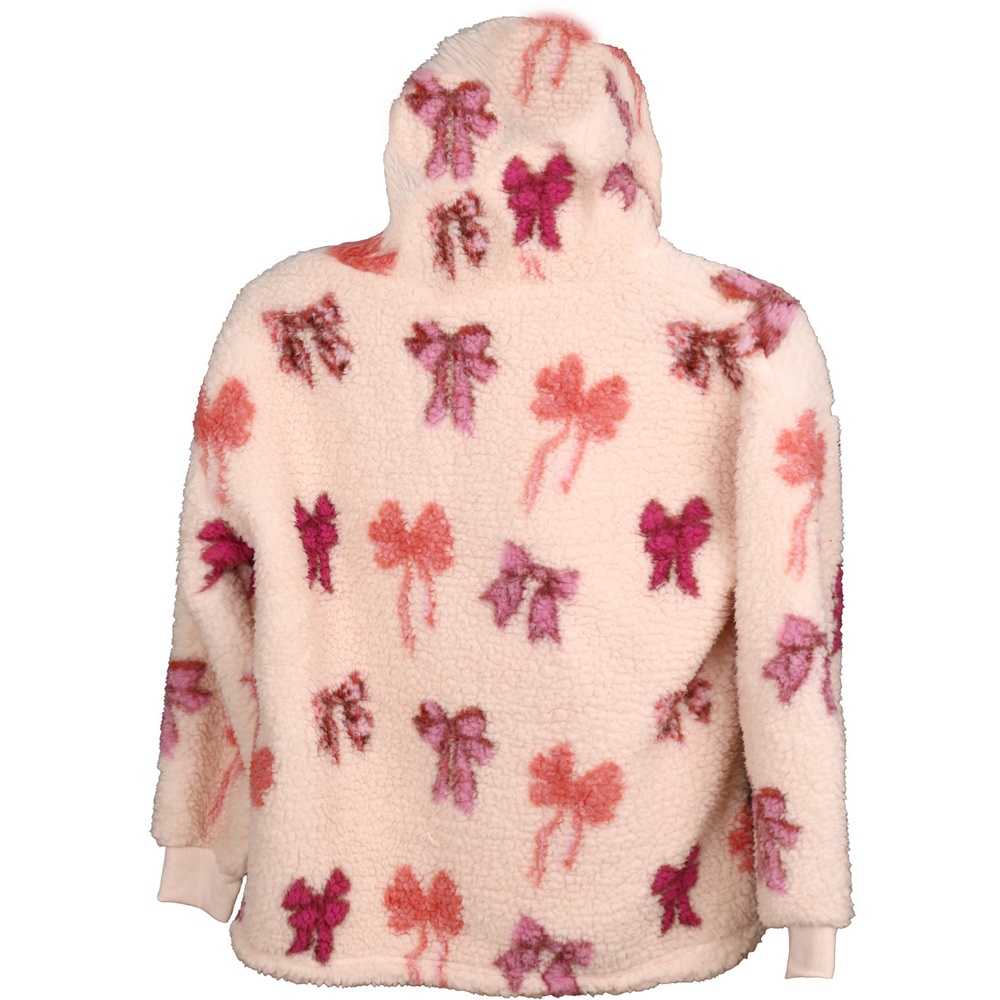Kids Bow Sherpa Hoodie Pink Image 2
