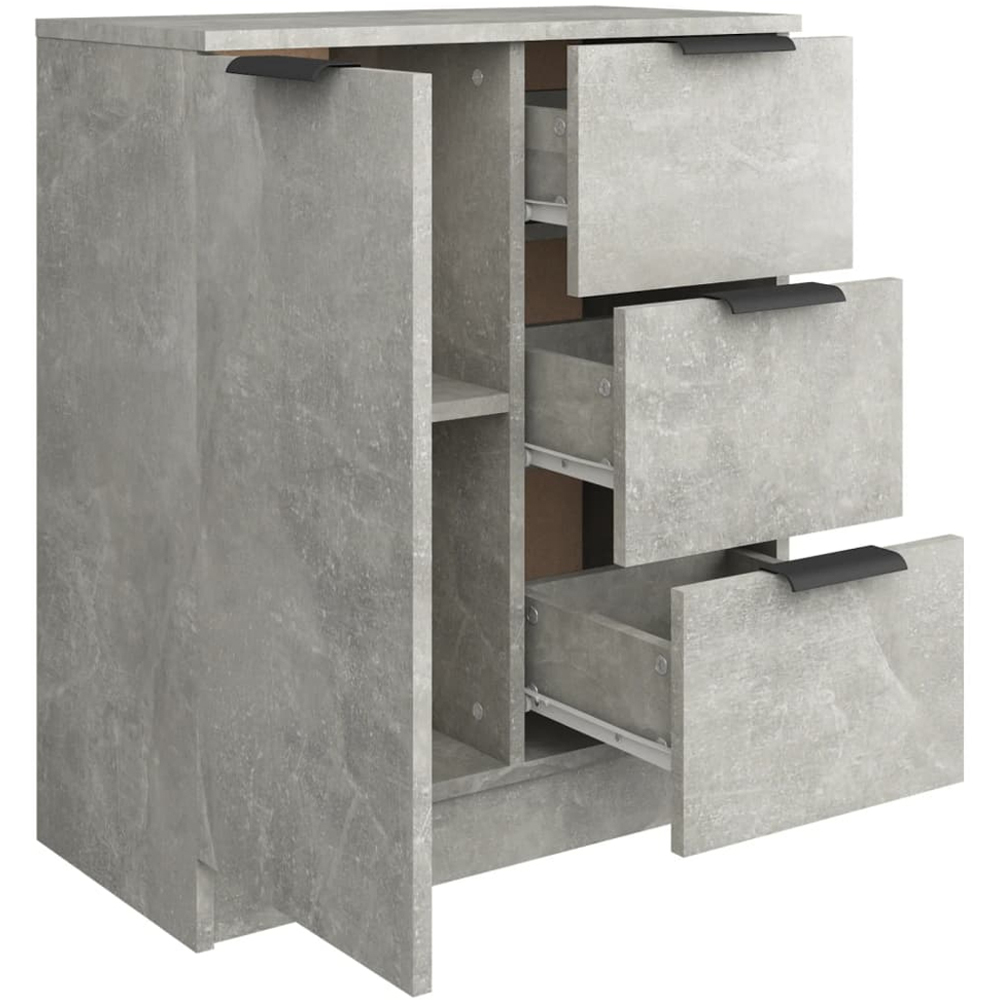 vidaXL Single Door 3 Drawer Concrete Grey Wooden Sideboard Image 4