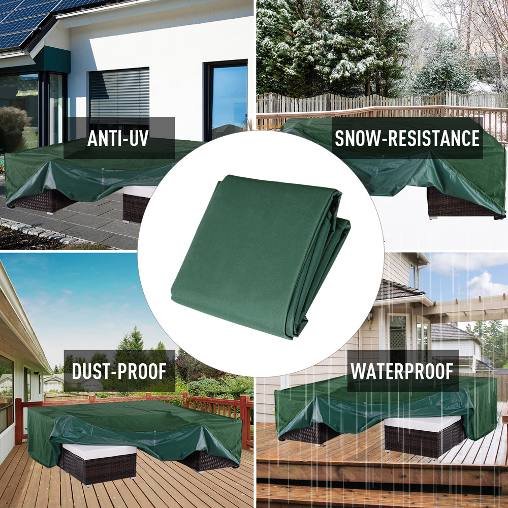 Outsunny Green 600D Oxford Anti-UV Garden Furniture Cover 205 x 145 x 70cm Image 6