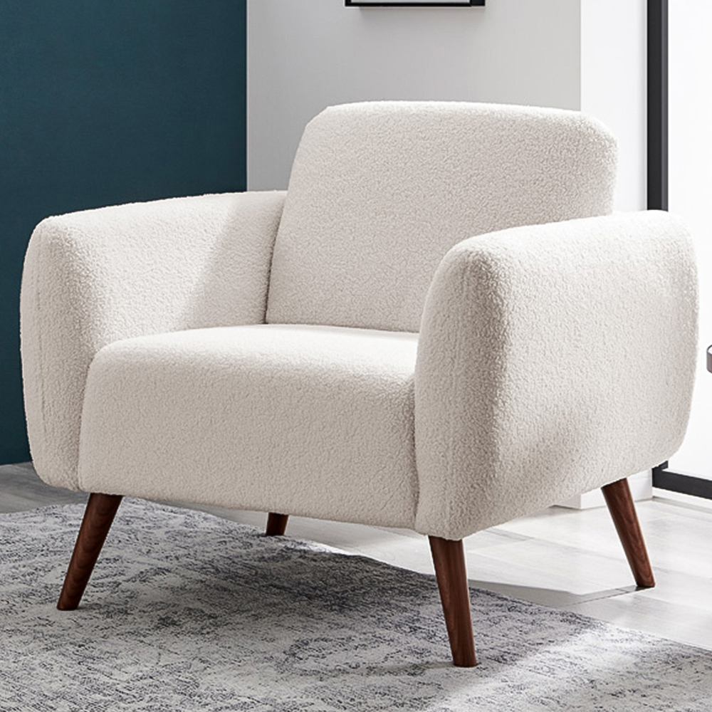 Furniturebox Terry White Boucle Armchair Image 1