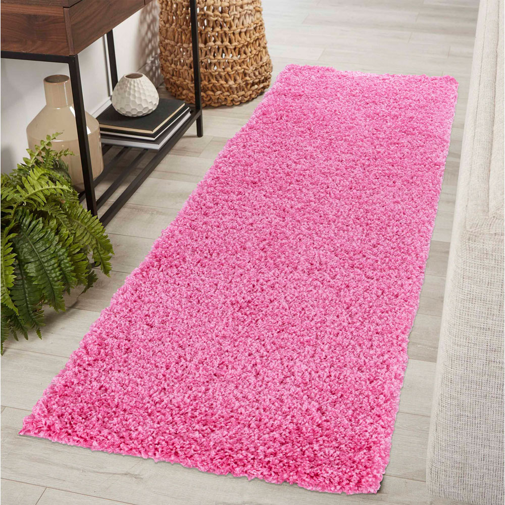 Desire Rugs Oxford Pink Plain Shaggy Runner Rug 60 x 220cm Image 2