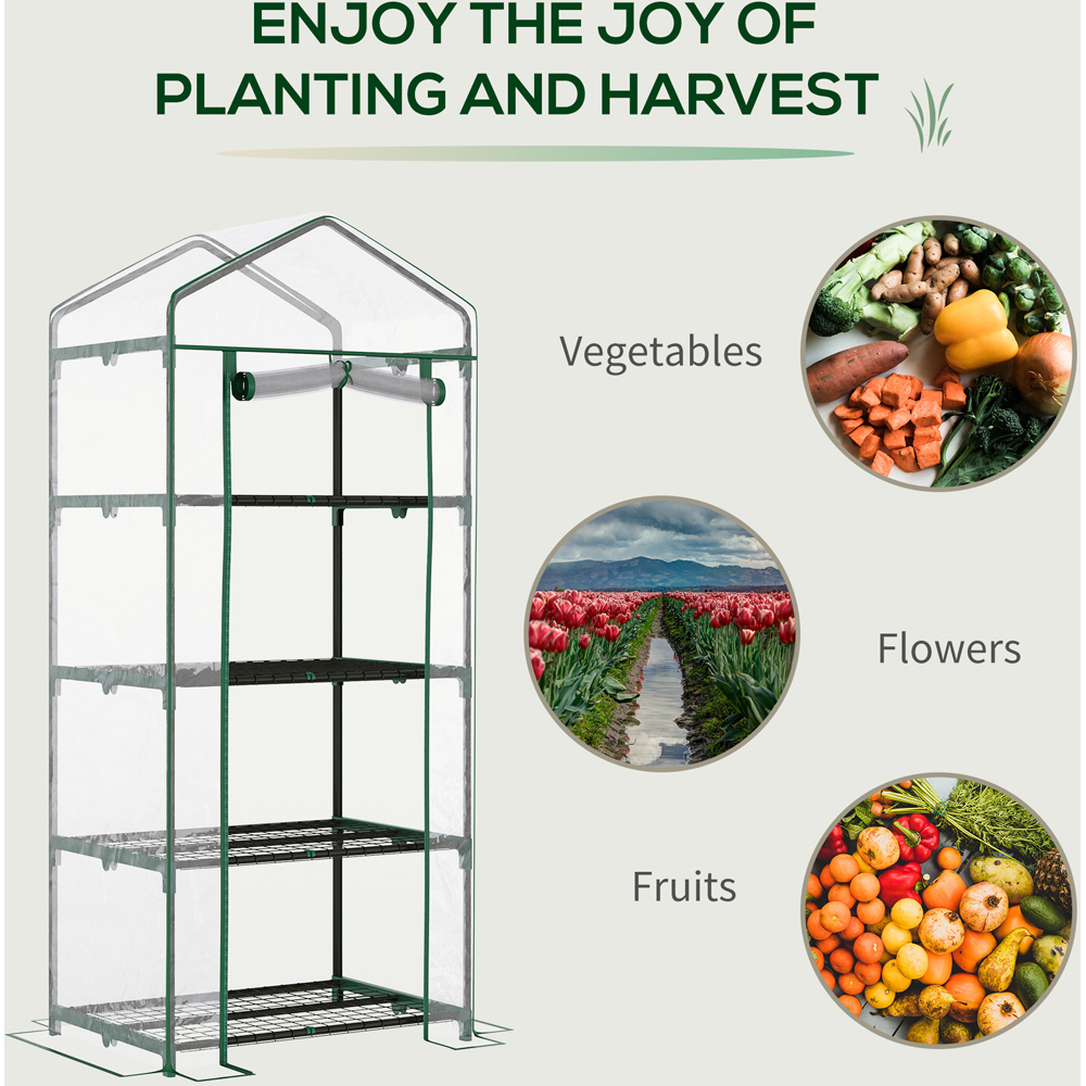 Outsunny Clear 2.3 x 1.6ft 4-Tier Mini Greenhouse Image 7