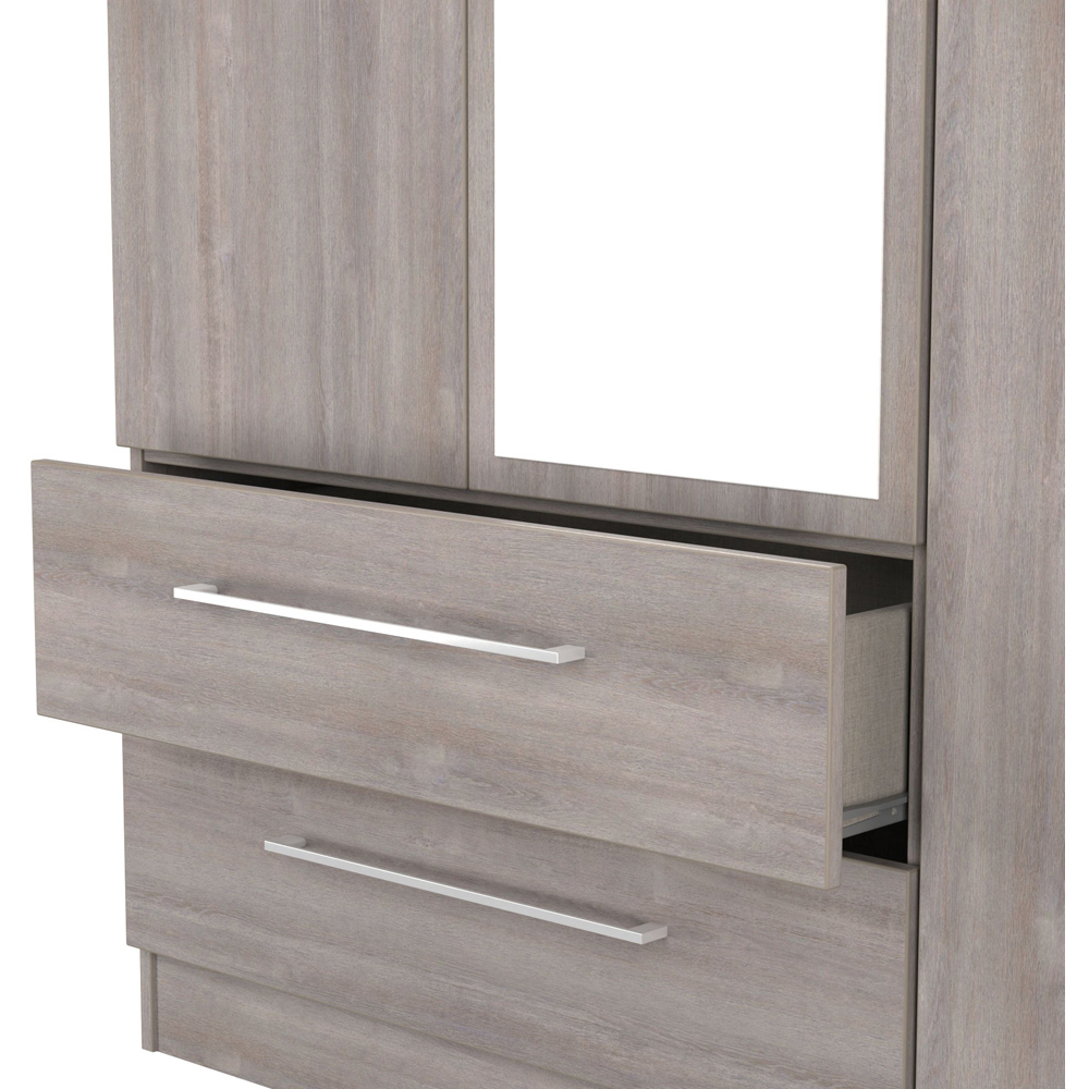 Crowndale Worcester 3 Door 2 Drawer Grey Oak Tall Mirror Wardrobe Ready Assembled Image 8