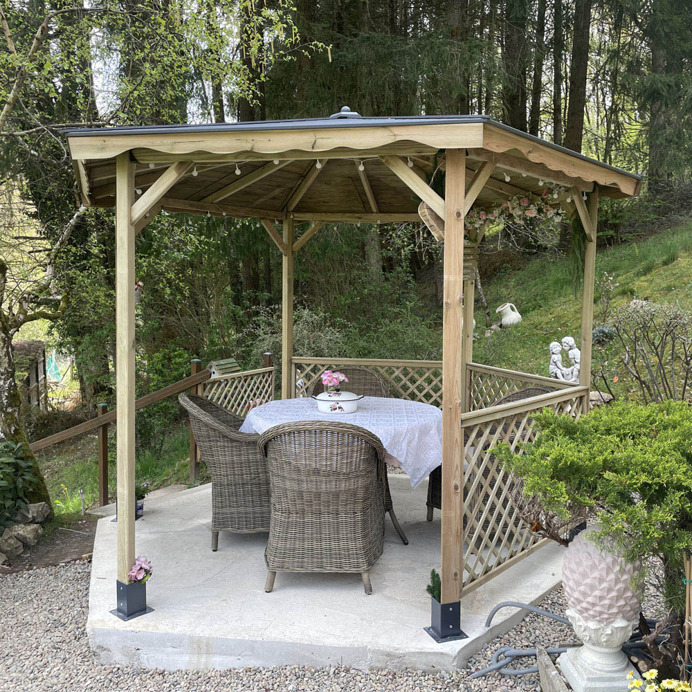 Cerland Lora 10.4 x 8ft Hexagon Wooden Gazebo Image 2