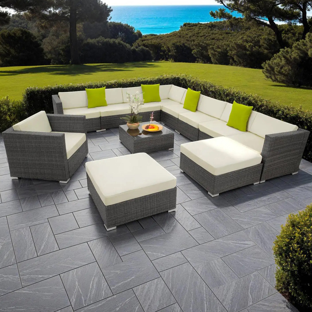 tectake Las Vegas 10 Seater Grey Garden Furniture Set Image 1