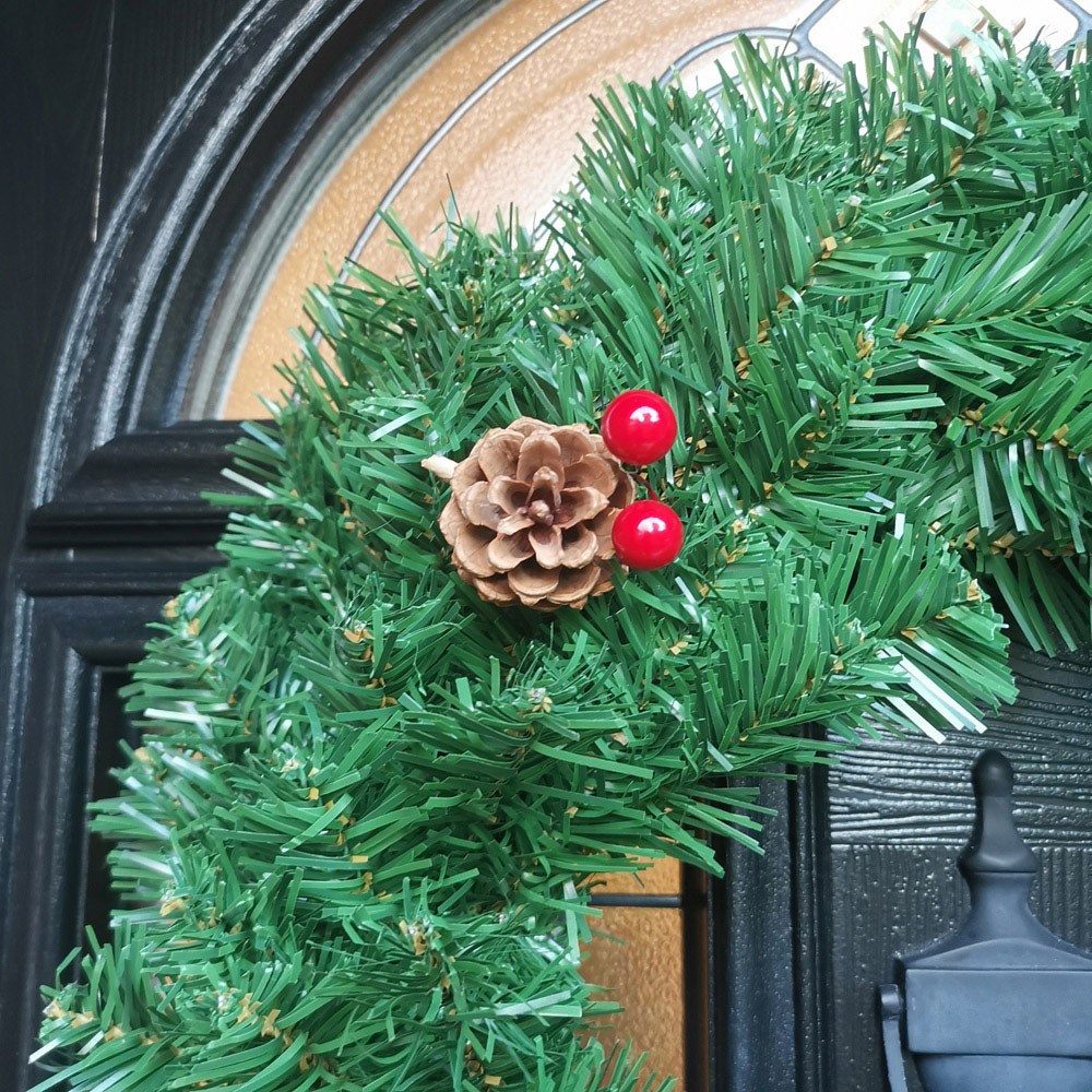 Premier Christmas Wreath with Festive Berry and Pinecones 50cm Image 4