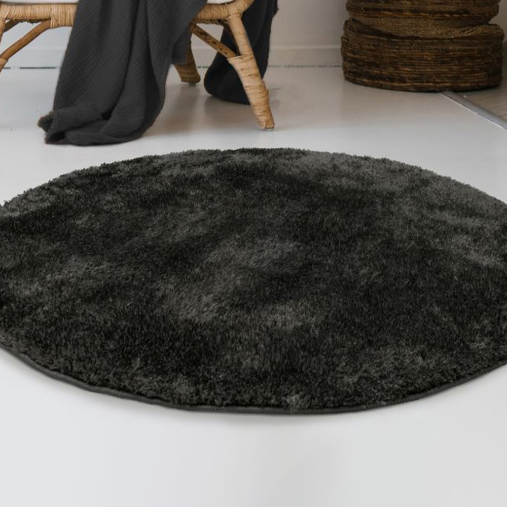Homemaker Grey Shaggy Ultra Cosy Circular Rug 100cm Image 1
