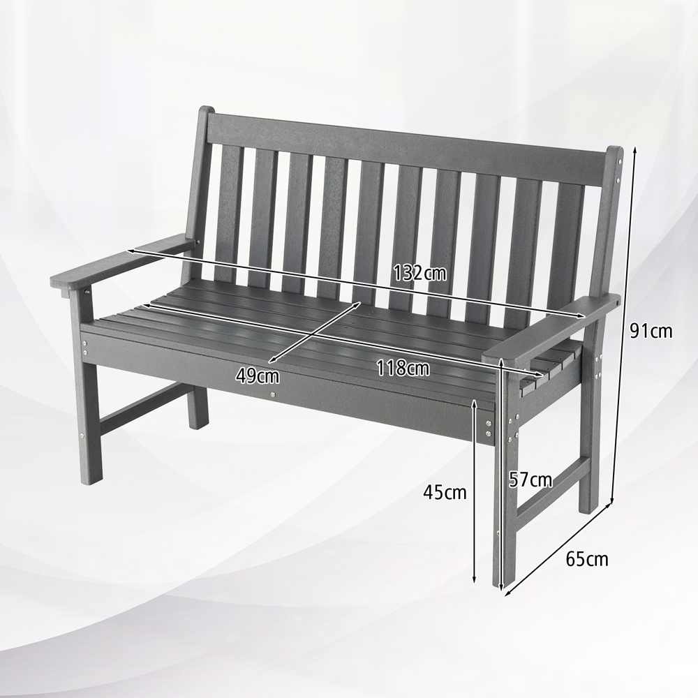 Costway Grey All Weather Garden Bench Image 9