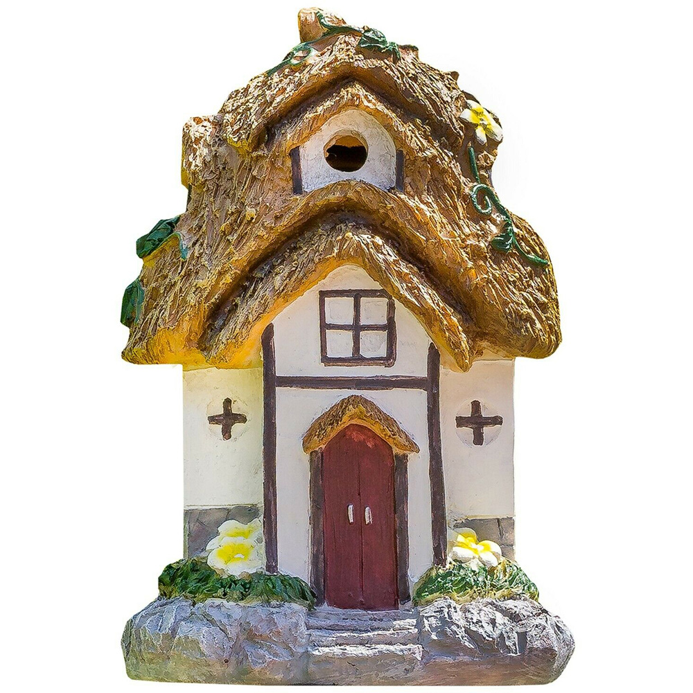 wilko Thatched Cottage Fairy House Solar Garden Ornament Image 1