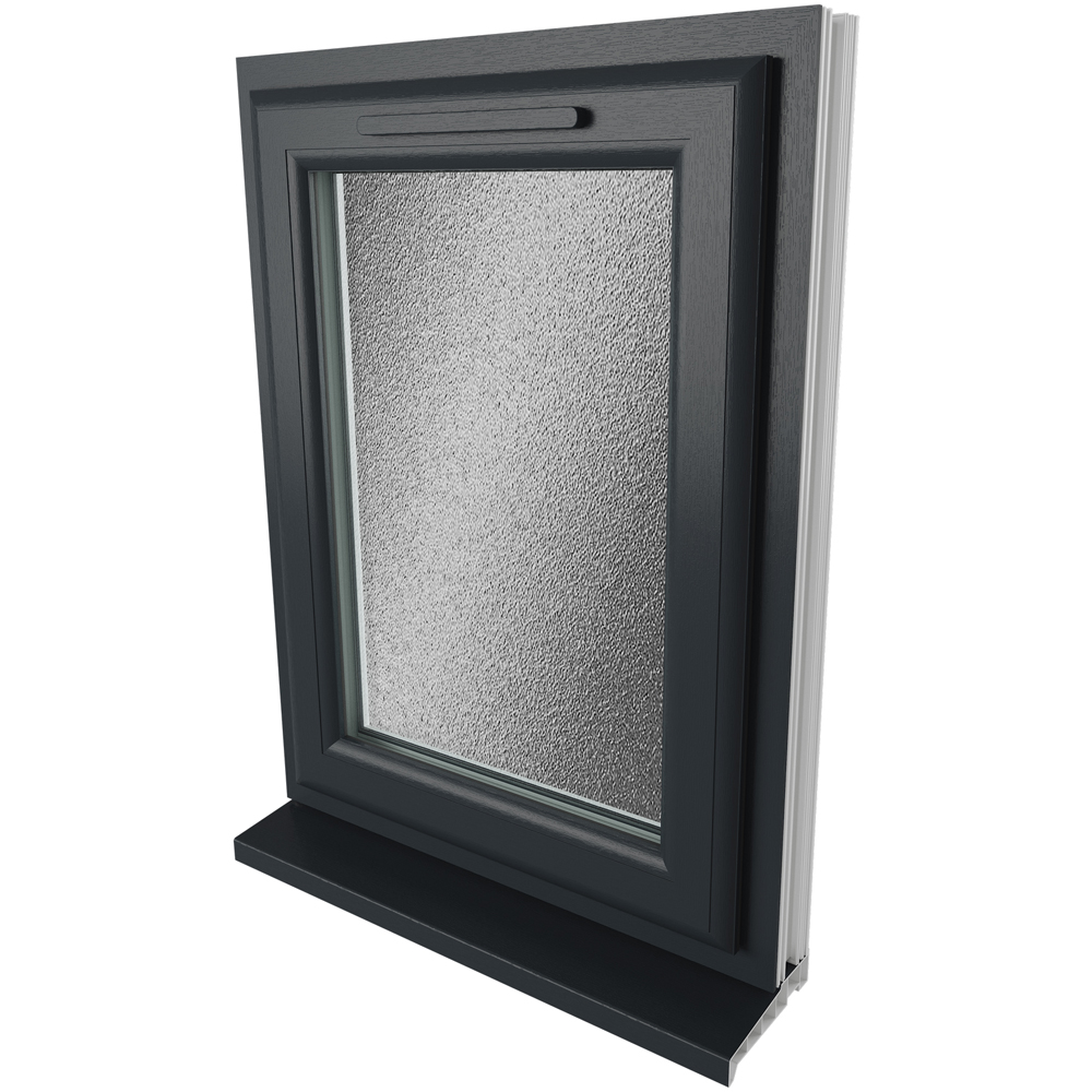 Crystal uPVC Triple Glazed Window Left Hand Side Hung Grey White Obscure Glass 610x965mm Image 9
