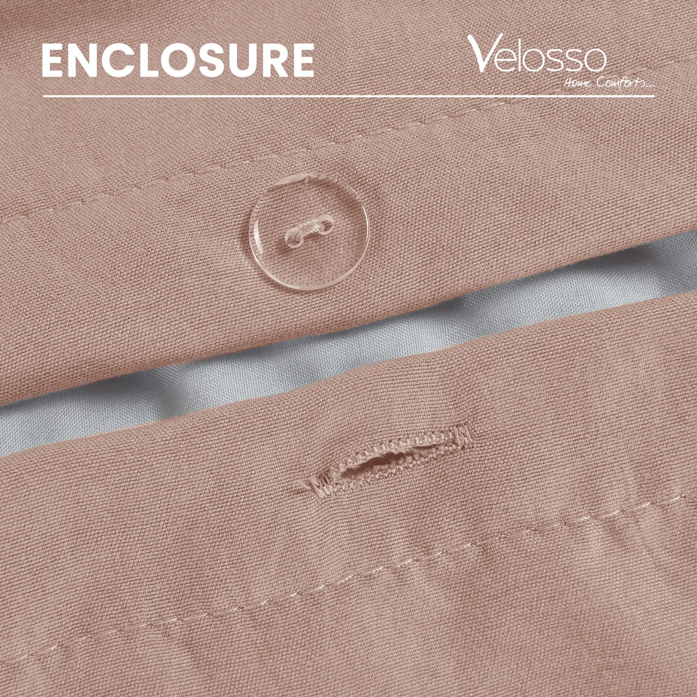 Velosso Washed Linen Look King Size Pink Duvet Set Image 3