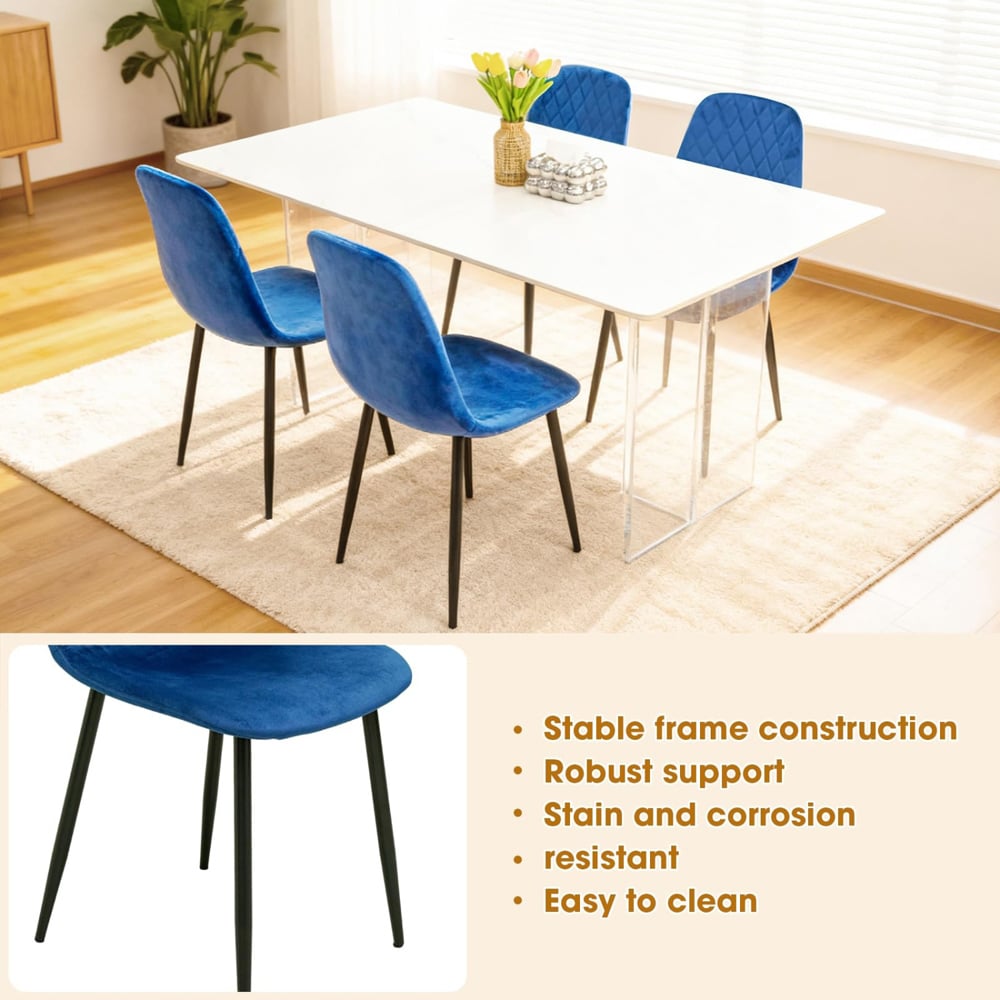 Alivio Set of 4 Blue Velvet Dining Chair Image 8