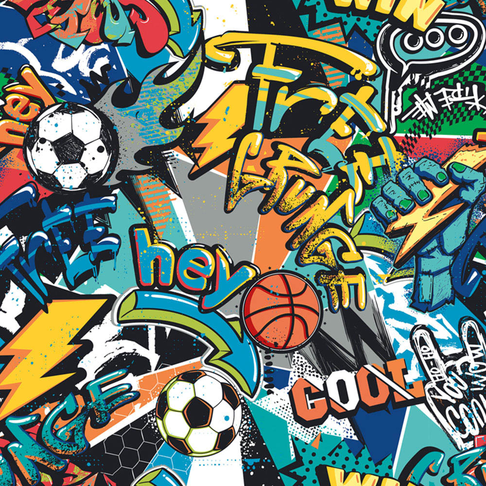 Origin Murals Sports Graffiti Blue Wall Mural Image 2