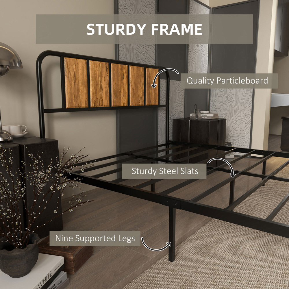 Portland Double Rustic Brown Bed Frame Image 6