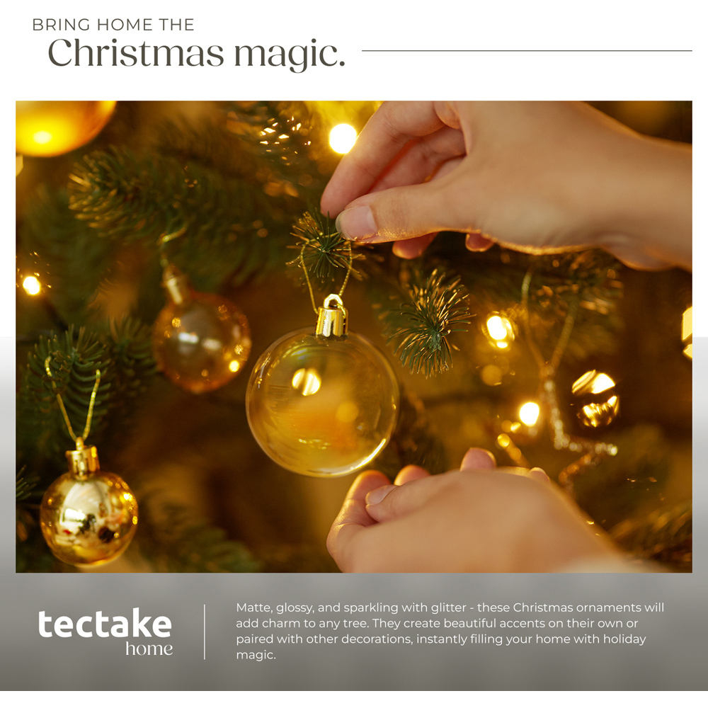 tectake White and Gold Christmas Baubles 24 Pack Image 7