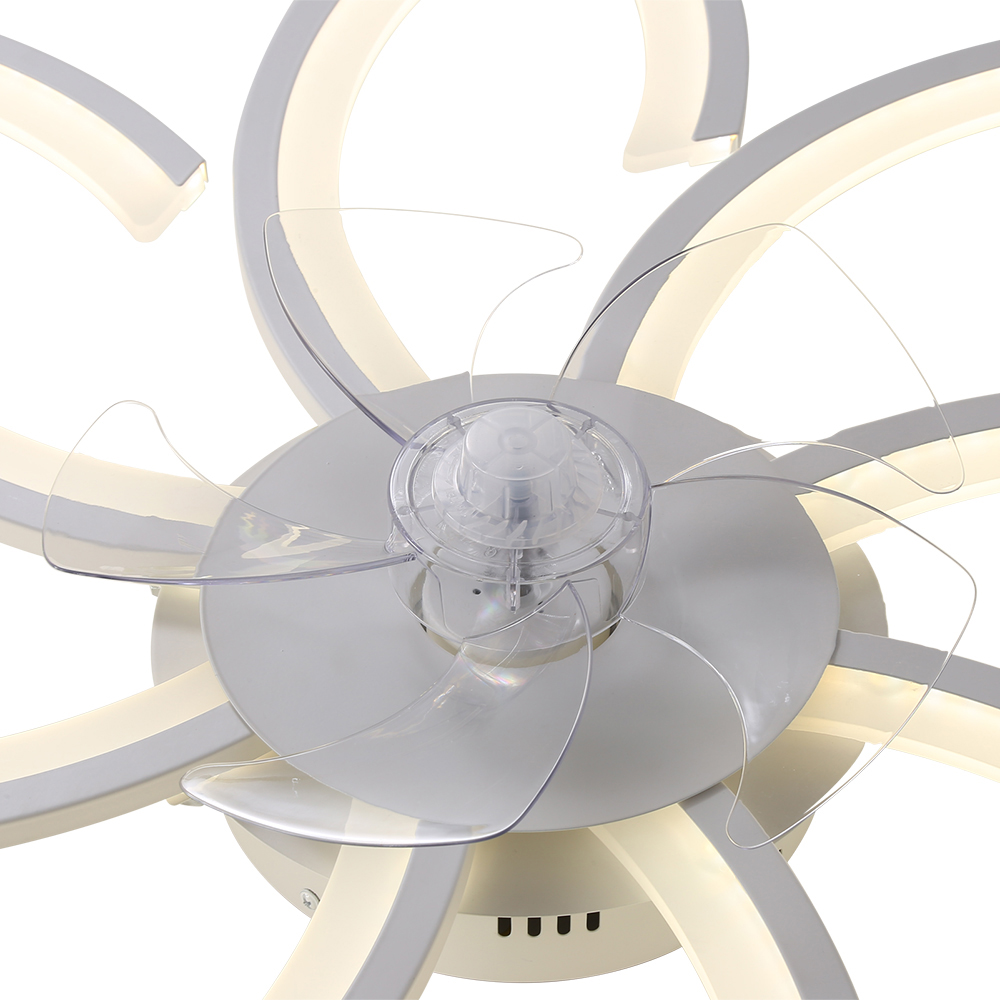 Living and Home White Flower Shaped LED Ceiling Mount Fan Light with 6 Speeds 34 inch Image 4