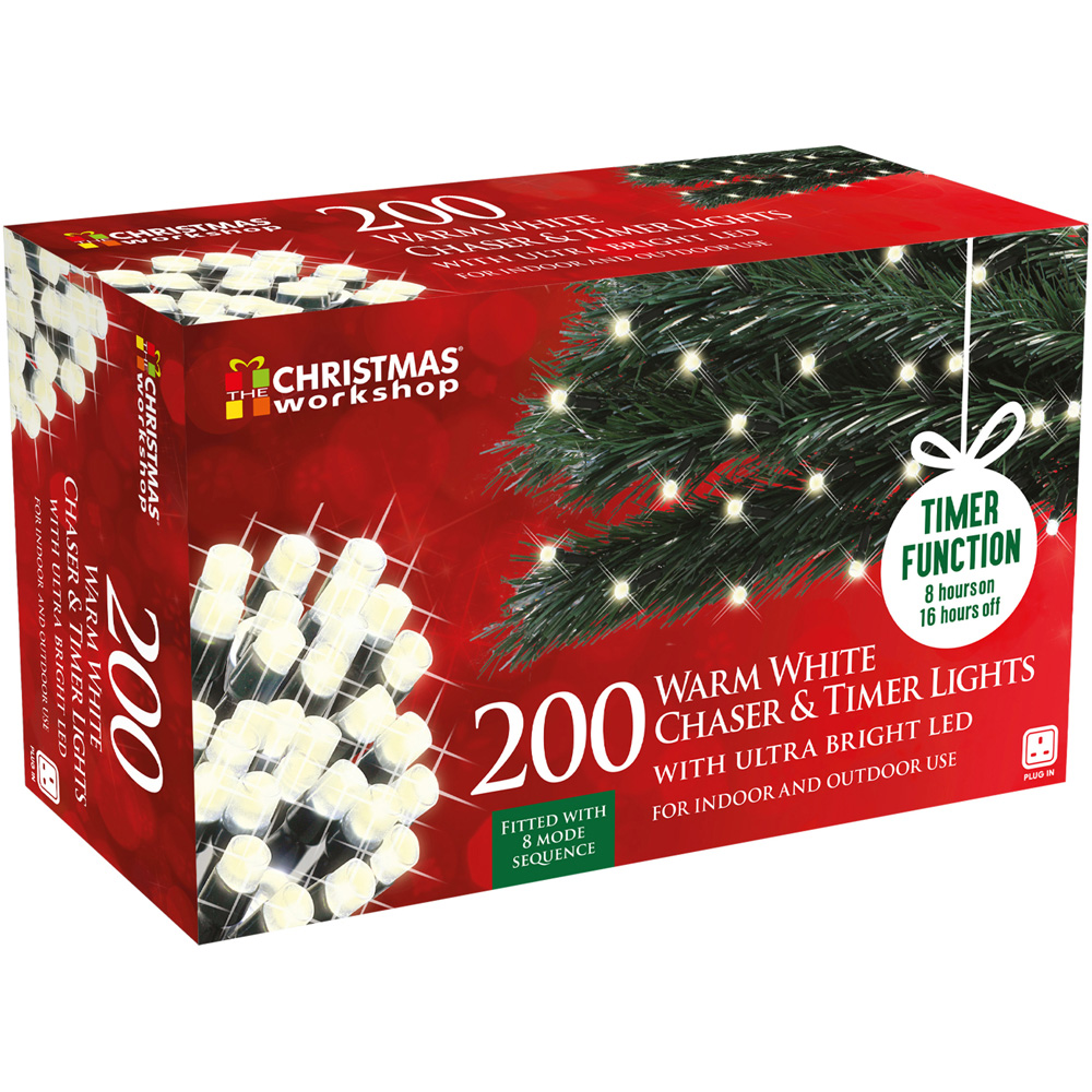 The Christmas Workshop 200 Warm White LED Plug In String Light Image 5