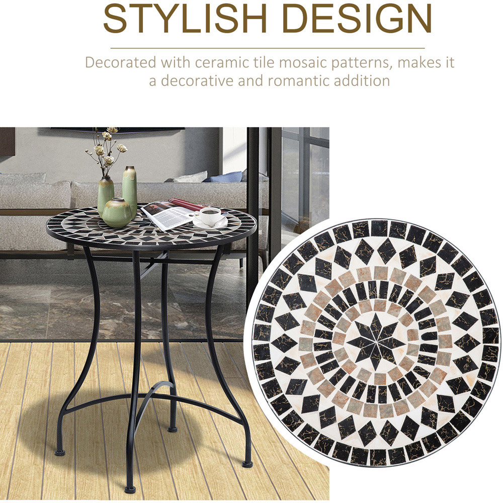 Outsunny Mosaic Round Bistro Table Black Image 6