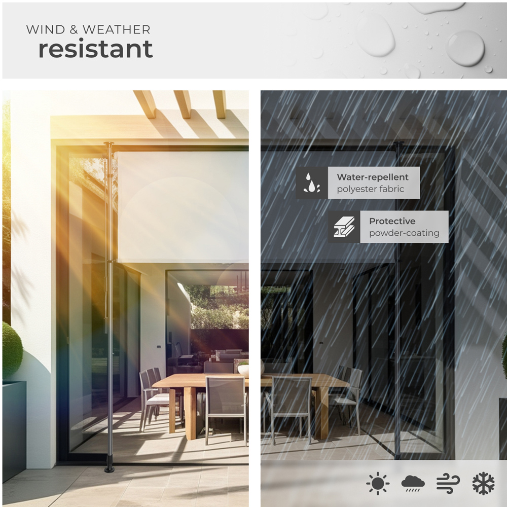 tectake Taija Light Grey Retractable Awning with Hand Crank 3.1 x 1.28m Image 4