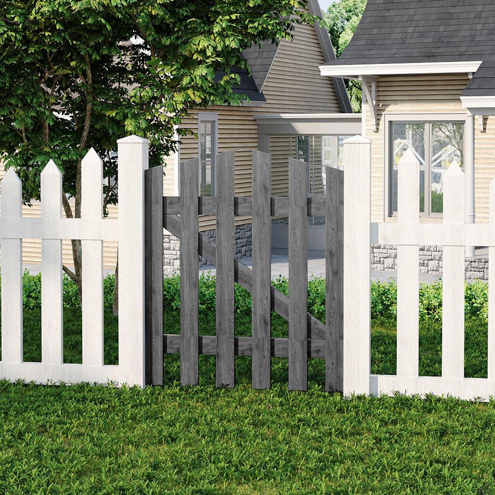 Living and Home Grey Wooden Garden Fence Door 76 x 90cm Image 2