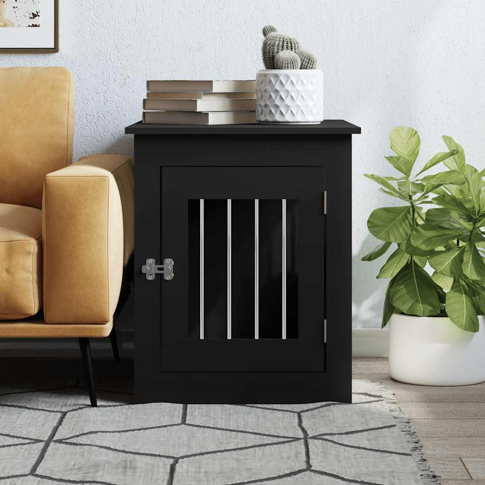 vidaXL Black Engineered Wood Dog Crate Furniture 55 x 75 x 65cm Image 2