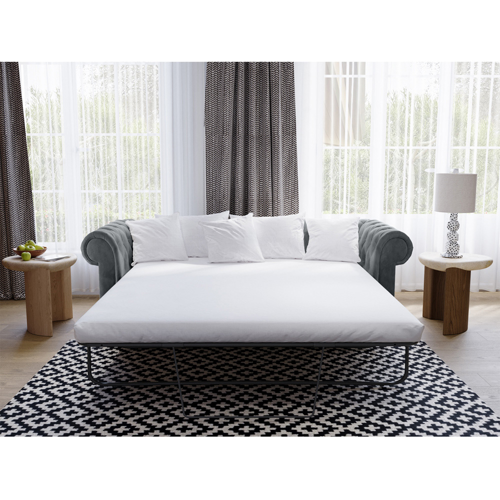 Flair Ralph 2 Seater Grey Velvet Chesterfield Sofa Bed Image 5