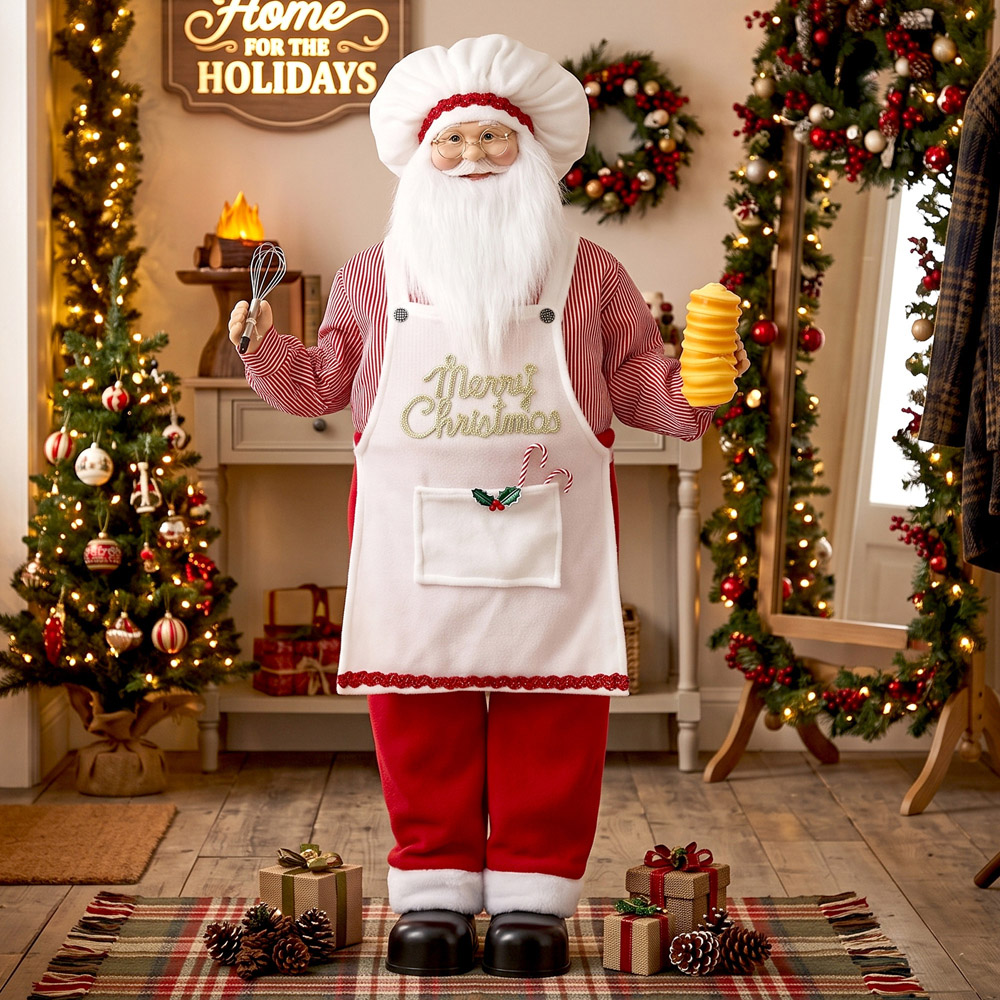 HOMCOM Singing and Cooking Santa Claus with Head Moving Christmas Decoration 4ft Image 5