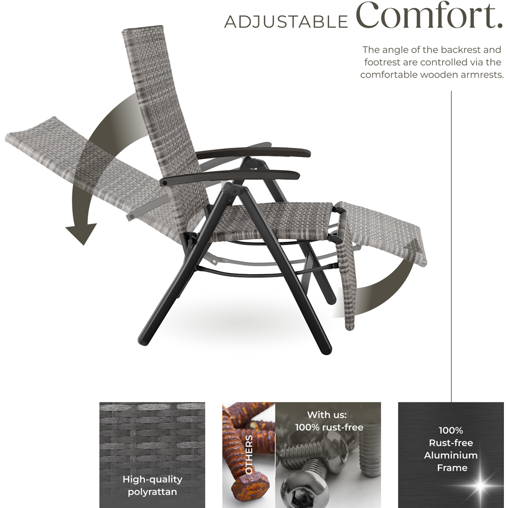 tectake Brisbane Grey 6 Way Adjustable and Foldable Garden Chair Image 3