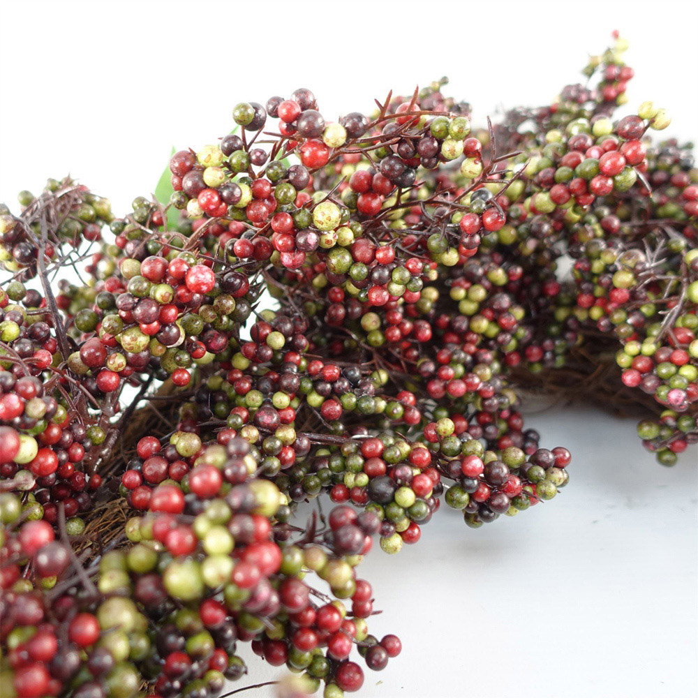 Leaf Black Berry Hanging Artificial Wreath 55cm Image 2