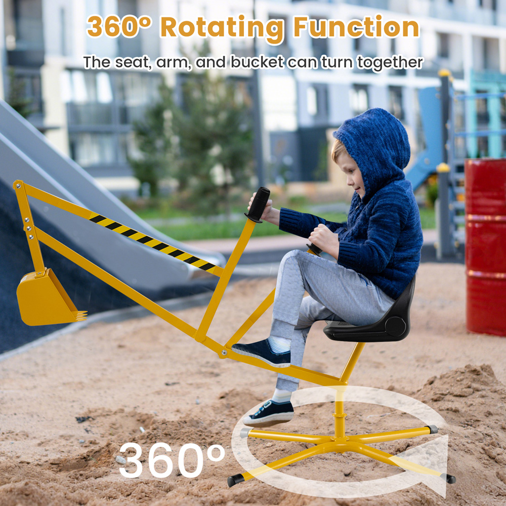 Costway Kids Yellow Rotatable Sand Digger Image 6