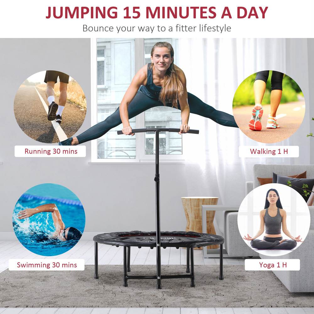 HOMCOM 3ft Black Mini Adjustable Fitness Trampoline Image 4