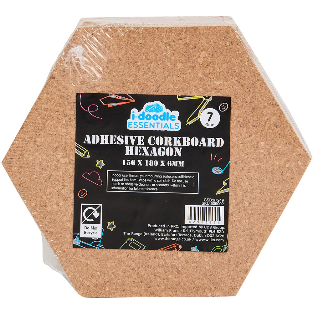 Pack of 7 Hexagon Adhesive Corkboards Natural Image 1