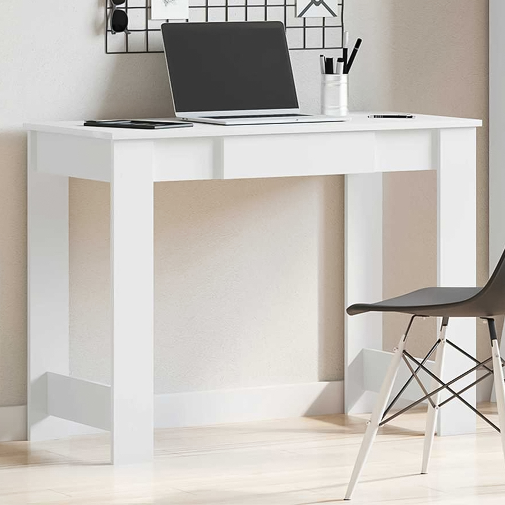vidaXL 3 Shelf Desk Brown Image 1