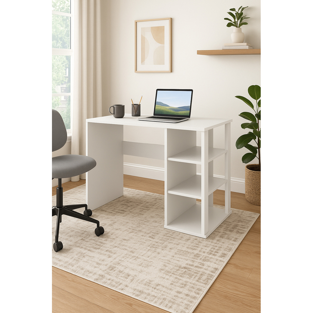 Decorotika Polina 3 Shelf Computer Desk White Image 7