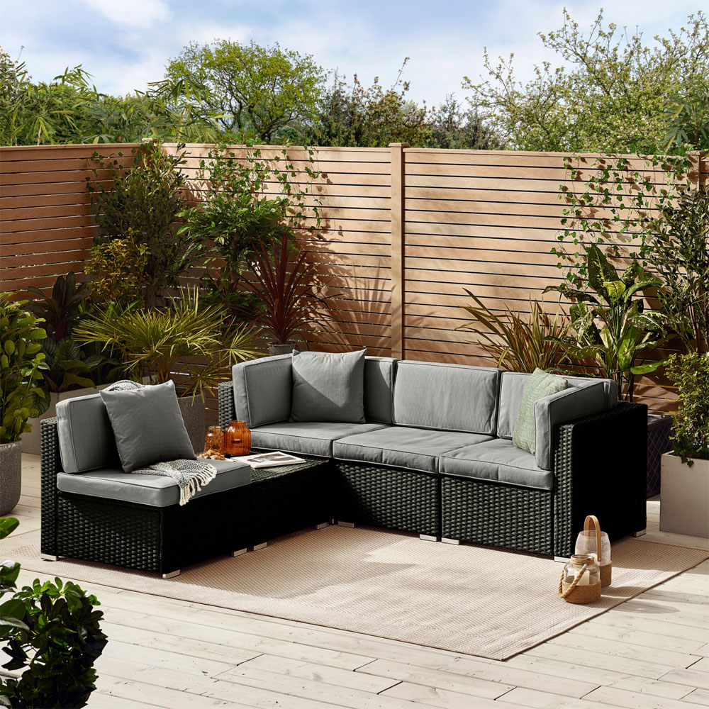 Furniturebox Windermere 4 Seater Black Rattan Sofa Lounge Set Image 6