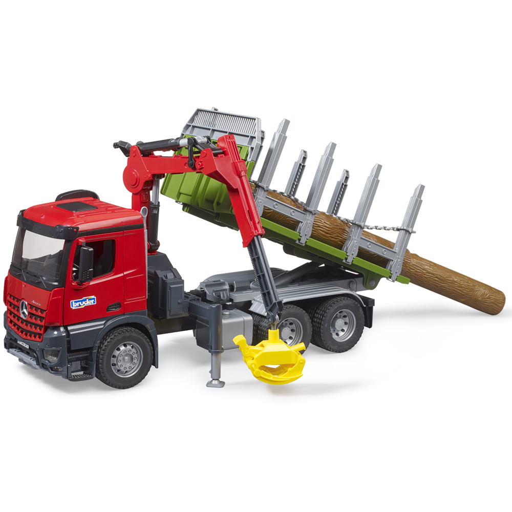 Bruder Mercedes-Benz Arocs Timber truck with Loading Crane Grab and 3 Trunks Image 8
