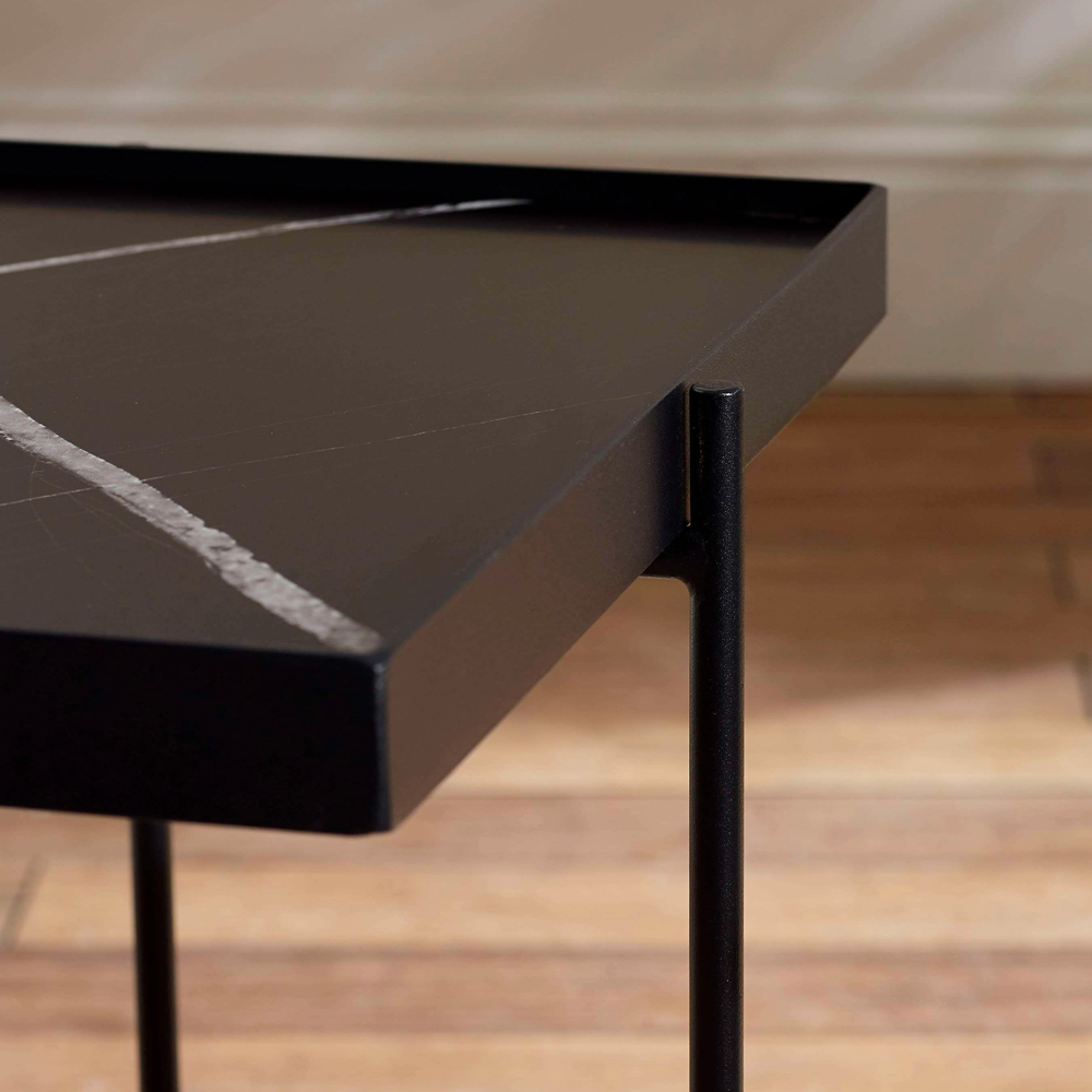 Julian Bowen Celia Black and White Marble Effect Square Side Table Image 7